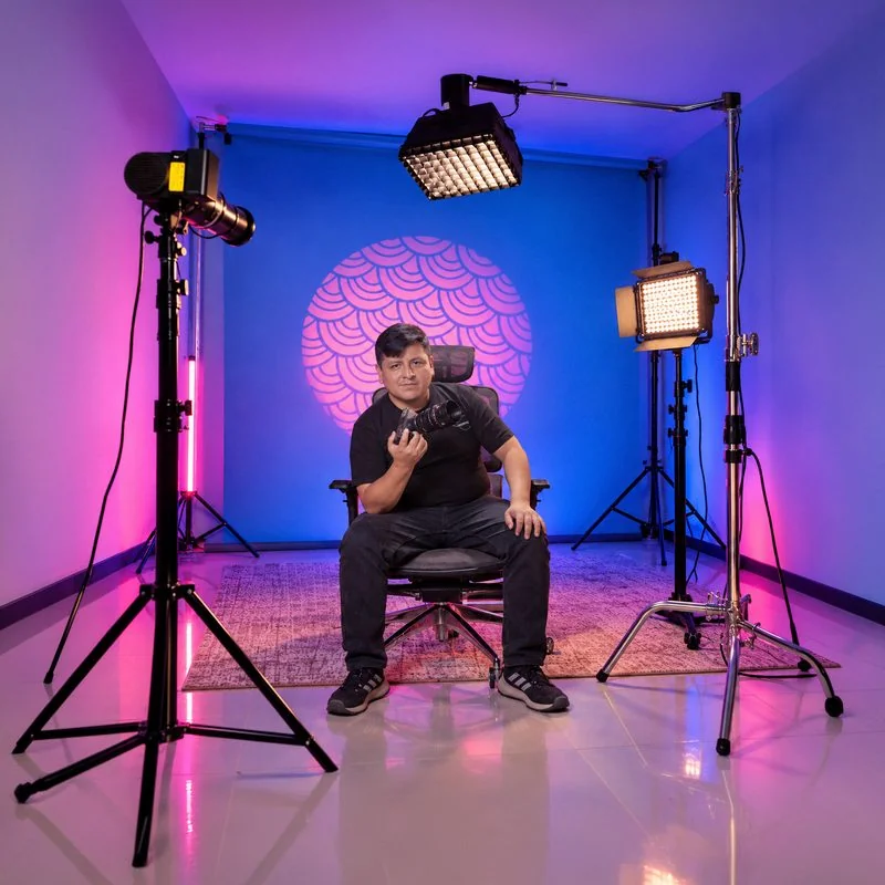 Estudio de Studio Montes preparado para grabación de podcast