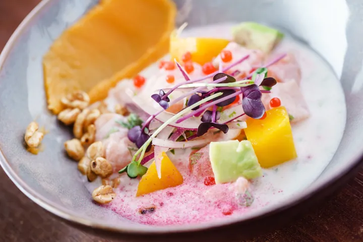 Ceviche con granos y microbrotes
